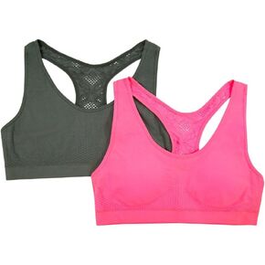 Fruit of the Loom Women's Crochet Back Seamless Sport Bra 2 Pack