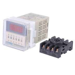 110V Time Relay AC DH48S-S 0.1s-99h Cycle Control Digital Display Time Relay with Base