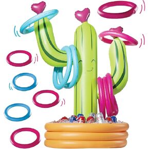 Prextex 2-in-1 Inflatable Cactus Ring Toss & Water Bottle Party Cooler | Swimming Pool Cooler Party Decorations & Games - Baby, Kid, Adult Fiesta Pool Floats, Easter Basket Stuffers & Cactus Pool Toys in Kuwait