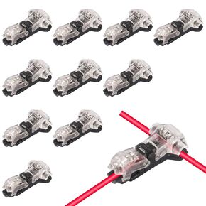 10PCS Low Voltage Wire Connectors, 2 Way Solderless Wire Splice Connectors, Quick Universa Automotive Compact Wire I Shape Terminals 20-24 AWG, No Wire-Stripping Required & Plug and Play