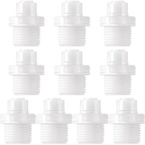 10Pcs 1/2" Thread Male to 1/4" Push Fit, Tube Quick Connector fittings Water Purifiers Filters Reverse Osmosis Systems Accessories