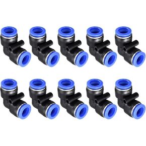 10 Pack 90 Degree Elbow Push to Connect Air Hose Fittings, for Transporting Air Water, Apply to Outdoor/Industrial (12mm, Blue Black)
