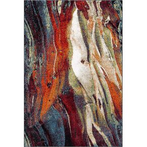 SAFAVIEH Glacier Collection 2'3" x 4' Red/Green GLA126Q Modern Abstract Non-Shedding Living Room Bedroom Accent Rug