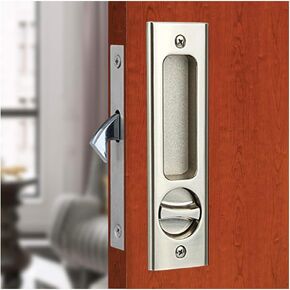 LWZH 6.3" Brushed Silver Privacy Pocket Door Lock Hardware, Invisible Recessed Handle Latch with Keys, Sliding Door Mortise Lock, Double Barn Door Lock Furniture Hardware…