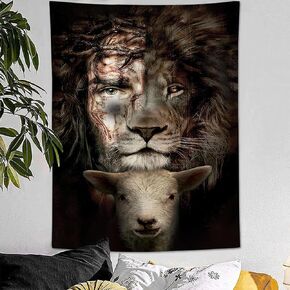 Jerkboo Lion Tapestry for Bedroom Lion with Crown Decor King of Lion Tapestries Wall Hanging Black and White Home & Dorm Decor