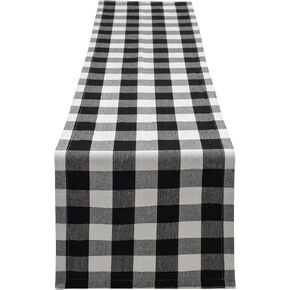 Yourtablecloth Checkered Table Runner Great for Farmhouse, Holiday, Home 14 x 72 White and Black