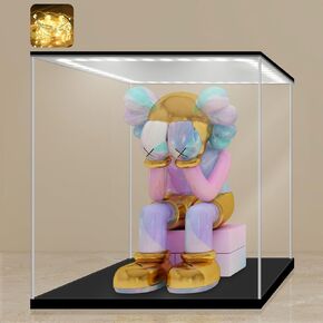 LANSCOERY Clear Acrylic Display Case with White and Warm LED Light, Showcase and Display Box, Dustproof with UV Protection, Perfect for Figures Collectibles - 6x6x6inch in Kuwait