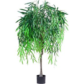 Artificial Willow Tree Green Color Silk Plants for Indoor Outdoor Home Wedding Party Opening Shopping Mall Restaurant Décor (4FT Tall/1.2M)