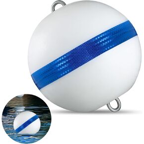 Moor Mooring Buoy for Boat White Ball with Reflective Blue Stripe Attractive Illuminated Buoy