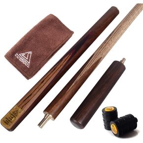 CUESOUL 57" Handcraft 3/4 Jointed Snooker Cue with Mini Butt End Extension +Cue Towel+ Joint Protector
