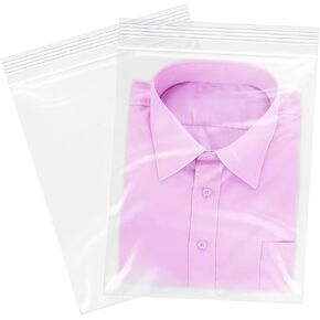 20 Pcs - 12" x 15" Zip Plastic Poly Bags - 2 Mil Clear Reclosable Zipper Bags for Prints, Photos, Documents, Clothing, T-Shirt, StorageV