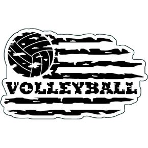 WickedGoodz Distressed American Flag Volleyball Decal - Sports Bumper Sticker - Volleyball Player Coach Sticker