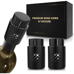 Set of 2 LUX Vacuum Wine Stoppers - Maintains Freshness and Flavor, Effortless Operation, 100% Leak-Proof Seal
