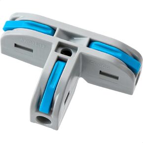 GKEEMARS 20 Pcs T-Shape Connectors for Wiring, Quick Terminal Block 112 Lever Wire Connectors (Blue)