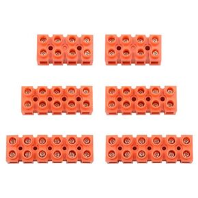 XINGYHENG 6Pcs 600V 36A 4 Position 5 Position 6 Position Double Row Screw Terminal Block Environmental Friendly Flame Retardant Nylon Terminal Barrier Block Connector for All Wide Use(Red)