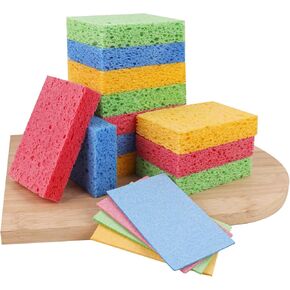 12 Pack Large Cellulose Sponges, Kitchen Sponges Durable Dish Sponge for Cleaning, Cleaning Scrub Colored Sponge, Multiple Use for Dishes Washing, Compressed Packaging