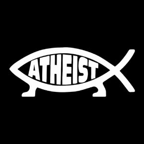Atheist Fish Weatherproof Vinyl Decal - [White][5"]