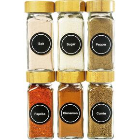 6PCS Condiment Glass Jars/Glass Bottle, Seasoning Containers, Spice Containers,BBQ Seasoning Salt/Pepper Shaker Set, 4oz Empty Spice Bottles