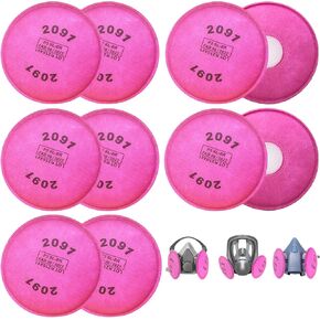 8PCS(4Pack) 2091 P-100 Particulate Filter Cotton, Installed on Filter Retainer Replacement for 6000 6200 6800 7000 FF-4 Series Respirator,Use for Against Dust,Chemicals,Torch Cutting,Pink