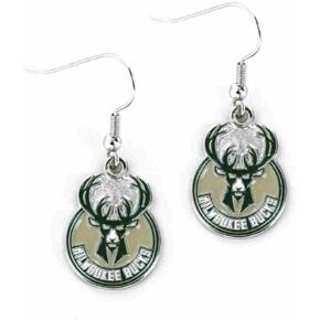 Aminco NBA Milwaukee Bucks Logo Dangle Earrings, Team Color