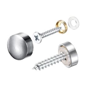 Mirror Screws (12mm/0.47") 8Pcs, Brass Decorative Cover Cap Nail - for Sign Advertising Hardware, Construction, Silver Tone