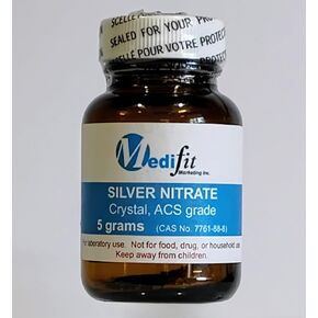 Medifit Marketing Inc., Finest Quality Silver Nitrate Crystal, ACS Grade, 99.9% pure, 5 Grams, Made in USA in Kuwait