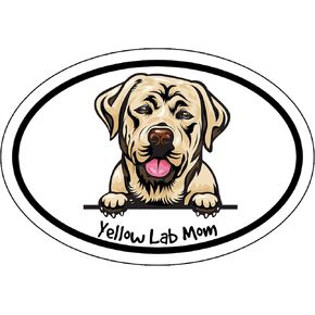 WickedGoodz Oval Yellow Lab Mom Decal - Labrador Dog Breed Bumper Sticker - for Laptops Tumblers Windows Cars Trucks Walls