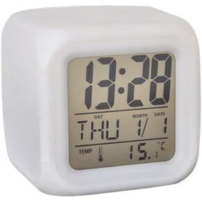 Digital LED Color Change Alarm Clock, Multi-Functional Calendar Temperature Display, Mute Students Wake Up Alarm Clock with 7 Color Nightlight for Bedroom