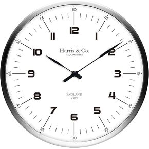 HARRIS & CO. CLOCKMASTERS ( 13 inch Premium Luxury Wall Clock Number Dial (Metal Frame & Curved Glass)(Silent Sweep Noiseless Technology) Model Name - Harley Street