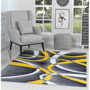 GLORY RUGS Area Rug 2x3 Grey Door Mat Modern Swirls Carpet Bedroom Living Room Contemporary Dining Accent Sevilla Collection 4816
