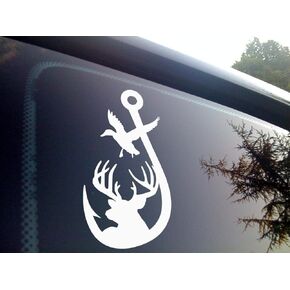 Land Air & Sea Hunting and Fishing Decal. Great Gift for Sportsmen! Looks Great on Truck Windows, Gun Cases and safes, Macbooks and More! (7")