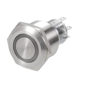 uxcell Latching Metal Push Button Switch 22mm Mounting Dia DPDT 2NO 2NC 24V Blue LED Light