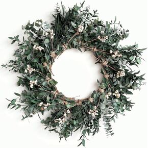 18'' Green Eucalyptus Wreath - for Front Door, Porch, Window - Home & Farmhouse Decor - Suitable for Spring, Summer, Fall, All Seasons