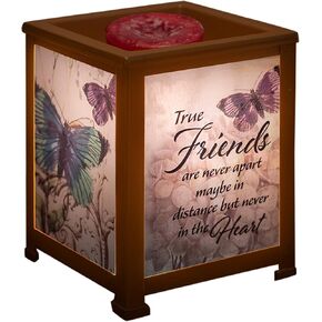 Elanze Designs True Friends Never Apart Copper Metal Electrical Wax Tart & Oil Glass Lantern Warmer