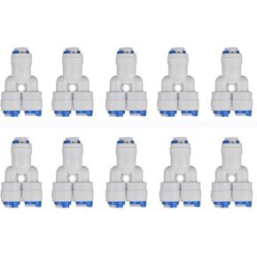 Lemoy 1/4 inch 3-Way Union Tee Quick Connect Push Fit RO Water Reverse Osmosis Filter Set of 10 (Y Type) (10pack)
