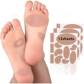 Moleskin for Blisters Feet, Moleskin Adhesive Pads, Moleskin Pads for Shoes, Toes, Heel | Blister Prevention and Reduce Friction (12 Sheets - 132 Pieces Total)