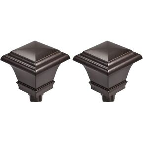 uxcell Curtain Rod Finials,Fit for 0.83 Inch Hole Diameter Rod, Plastic End,Square Design,Brown Tone 2pcs