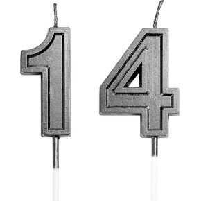 14th & 41st Birthday Candles Number 14 41 Cake Topper Happy Birthday Decoration for Girls Boys Women Men Party Wedding Anniversary Celebration (Champagne Gold)