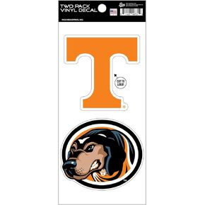 Rico Industries NCAA Tennessee Volunteers Power T and Smokey Logos Double Up Die Cut 2-Piece Sticker Sheet
