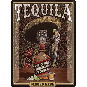 XXL Vintage Tin Sign TEQUILA Wall Art, Vintage Retro Signs for Bar, Metal Sign La Cantina, Letrero de Bar Signs Decor, Sign For Bar Signs For Home Bar Wall, 12x16"