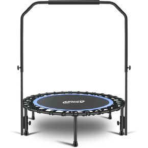 40" Silent Mini Trampoline with Adjustable Handle Bar Fitness Trampoline Bungee Rebounder Jumping Cardio Trainer Workout for Adults - Max Limit 330 lbs