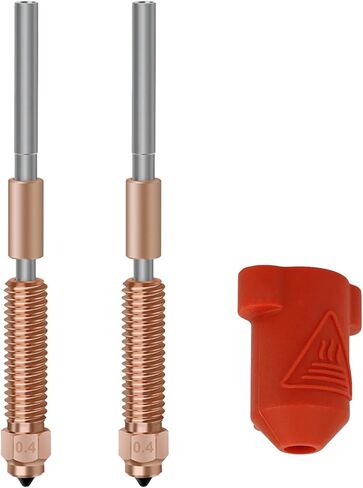 قطعتان من فوهة K1C مقاس 0.4 مم، فوهة يونيكورن سريعة التبديل مع كسر حراري من سبائك التيتانيوم، وسبائك نحاسية وفوهة فولاذية صلبة لـ K1C/Ender3 V3/K1max مع قطعة واحدة من جورب السيليكون in Kuwait