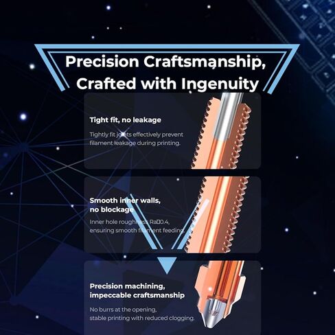 قطعتان من فوهة K1C مقاس 0.4 مم، فوهة يونيكورن سريعة التبديل مع كسر حراري من سبائك التيتانيوم، وسبائك نحاسية وفوهة فولاذية صلبة لـ K1C/Ender3 V3/K1max مع قطعة واحدة من جورب السيليكون in Kuwait