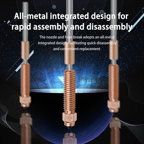 قطعتان من فوهة K1C مقاس 0.4 مم، فوهة يونيكورن سريعة التبديل مع كسر حراري من سبائك التيتانيوم، وسبائك نحاسية وفوهة فولاذية صلبة لـ K1C/Ender3 V3/K1max مع قطعة واحدة من جورب السيليكون in Kuwait
