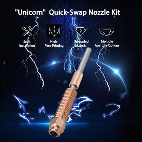 قطعتان من فوهة K1C مقاس 0.4 مم، فوهة يونيكورن سريعة التبديل مع كسر حراري من سبائك التيتانيوم، وسبائك نحاسية وفوهة فولاذية صلبة لـ K1C/Ender3 V3/K1max مع قطعة واحدة من جورب السيليكون in Kuwait