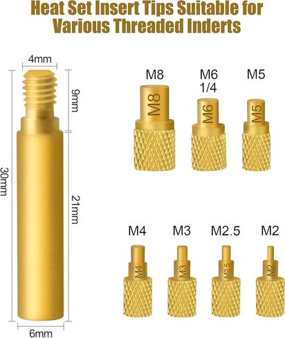 8 قطعة مجموعة الحرارة إدراج رؤساء تلميح ، أطراف لحام مدببة ل Fx888D ، رؤساء تلميح M2 M2.5 M3 M4 M5 M6 M8 مجموعة الحرارة إدراج ، مع صندوق in Kuwait
