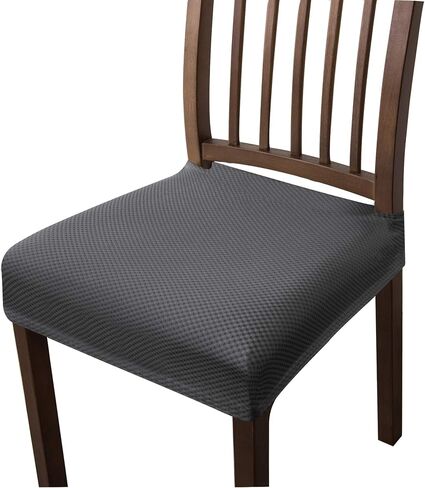 Chair Seat Covers Jacquard Removable Washable Chair Seat Slipcovers Anti-Dust Stretch Spandex Seater Cover Dining Room Upholstered Chair Protector(2 pcs, Jacquard Smoky Blue) in Saudi Arabia