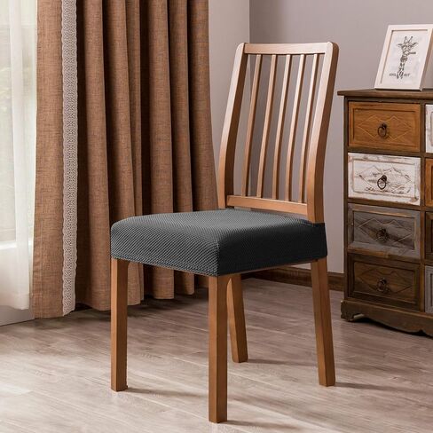 Chair Seat Covers Jacquard Removable Washable Chair Seat Slipcovers Anti-Dust Stretch Spandex Seater Cover Dining Room Upholstered Chair Protector(2 pcs, Jacquard Smoky Blue) in Saudi Arabia