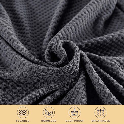 Chair Seat Covers Jacquard Removable Washable Chair Seat Slipcovers Anti-Dust Stretch Spandex Seater Cover Dining Room Upholstered Chair Protector(2 pcs, Jacquard Smoky Blue) in Saudi Arabia