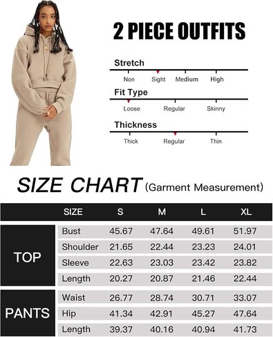 Flygo Womens Fleece 2 Piece Outfits Sweatsuit Crop Pullover Sweatshirt Joggers Pants Tracksuit Set(RoyalBlue-S) in Saudi Arabia